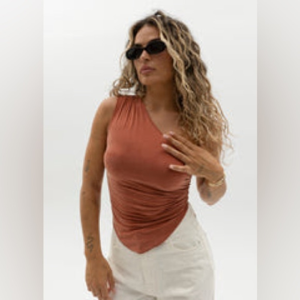 Guaja Anita One Shoulder Top - Terracotta Large